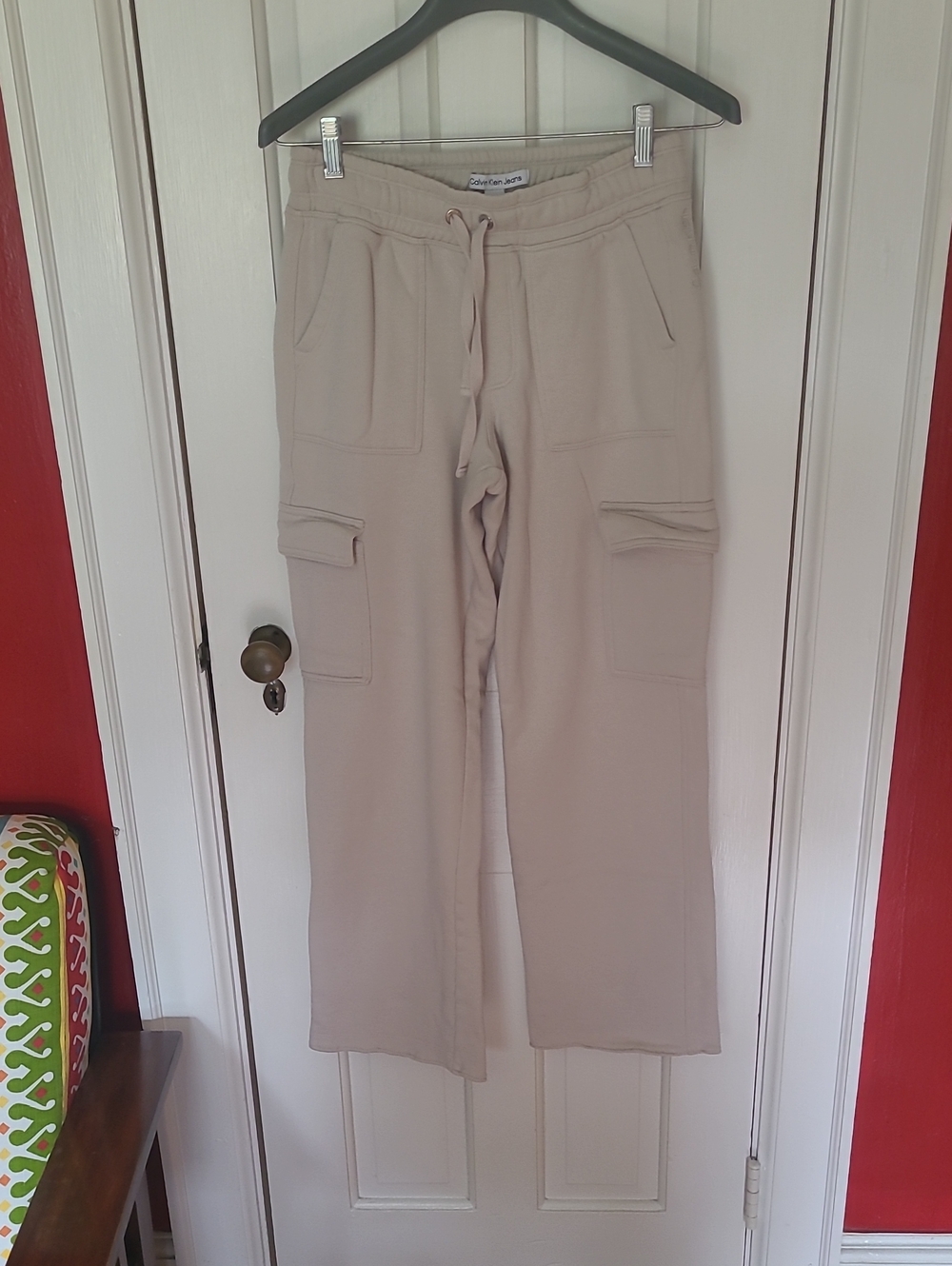 Calvin Klein Women's Wide-Leg Cargo Sweatpants - Cream - XS